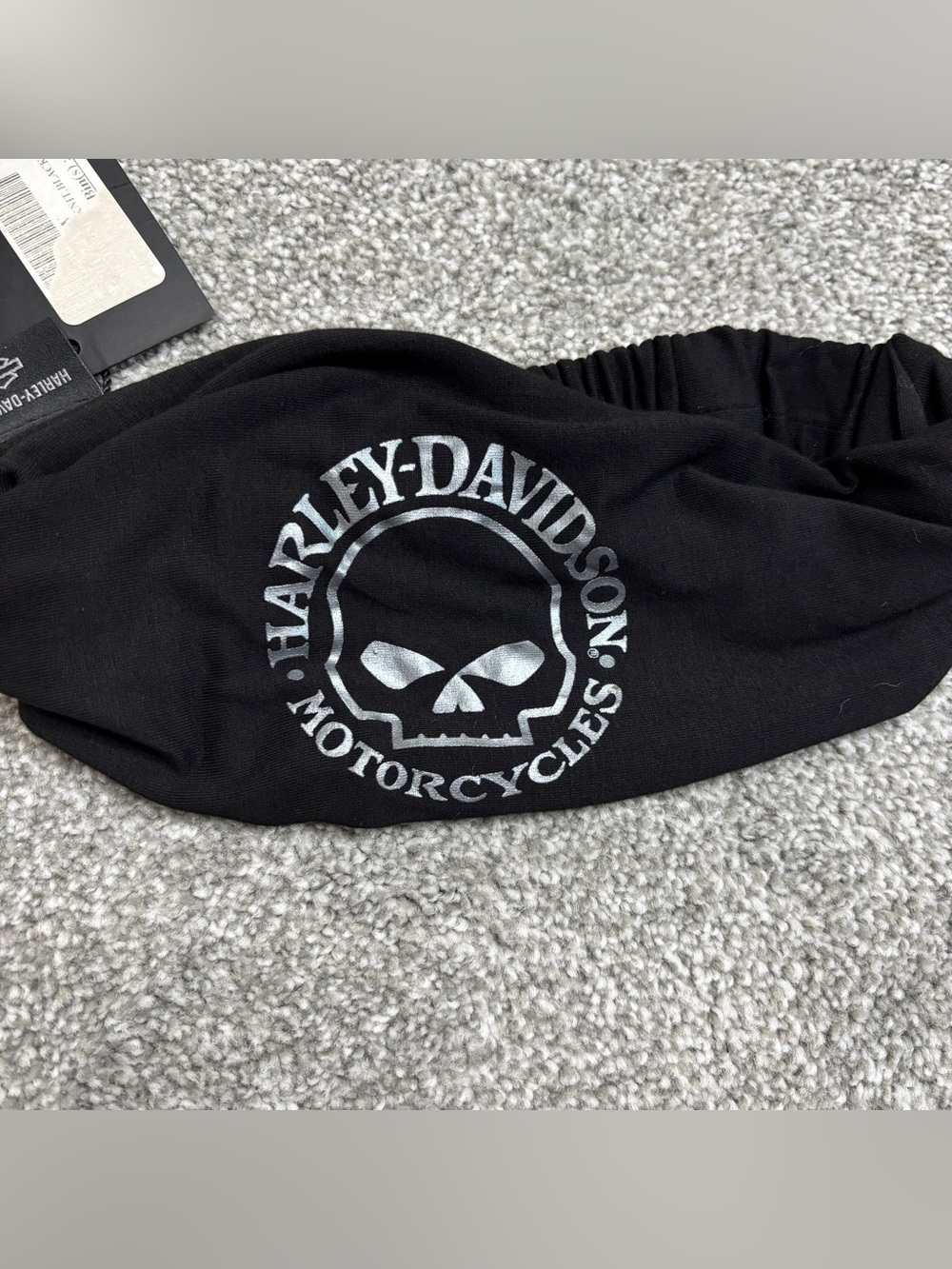 Harley-Davidson Black Face Band with Silver Skull Logo Biker, Riding, Headgear